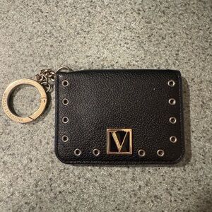 EUC VS Leather gold studded wallet 4 int spaces & 1 w/ext window for ID.